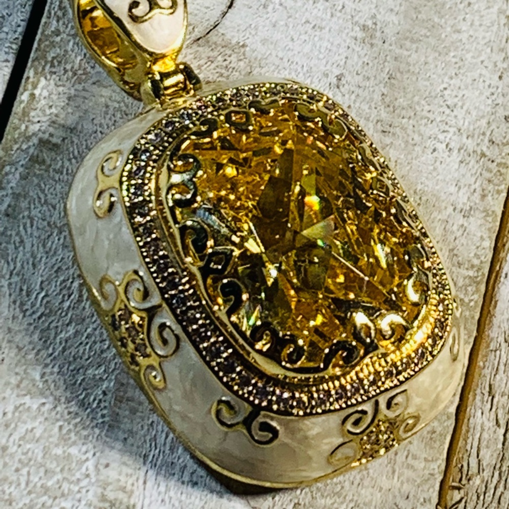Lauren G Adams Citrine 18k Gold Plated Moroccan Pendant